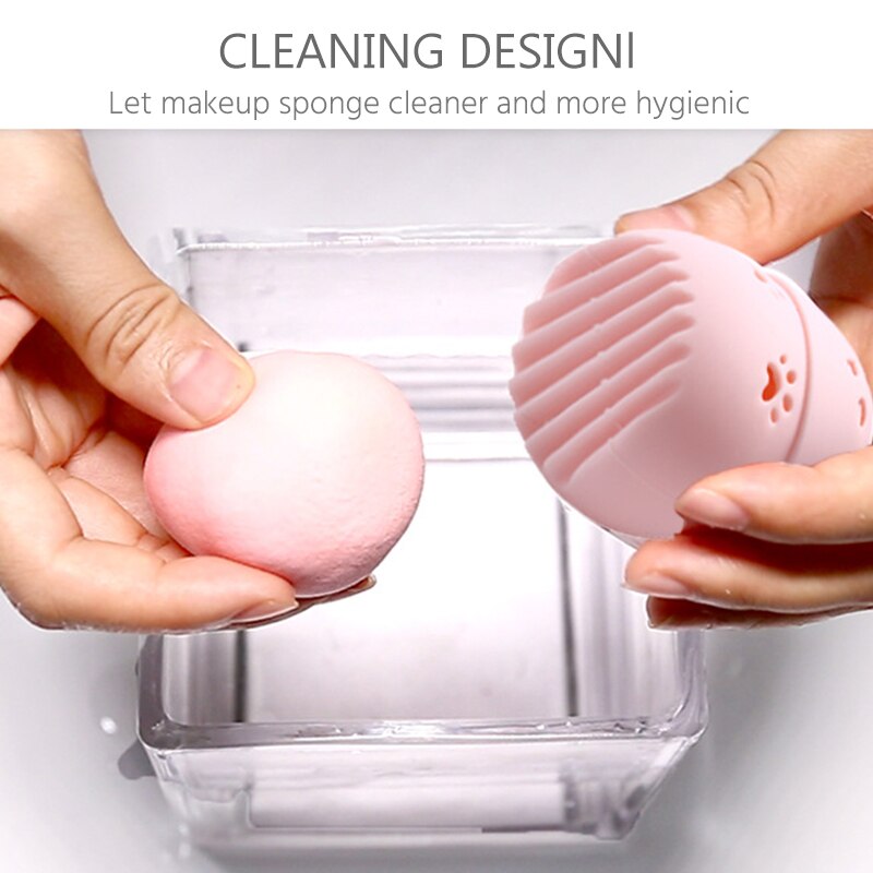 1Pcs Beauty Powder Puff Sponge Makeup Drying Case Portable Soft Silicone Cosmetic Blender Sponge Holder