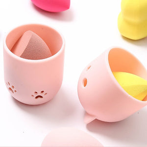 1Pcs Beauty Powder Puff Sponge Makeup Drying Case Portable Soft Silicone Cosmetic Blender Sponge Holder