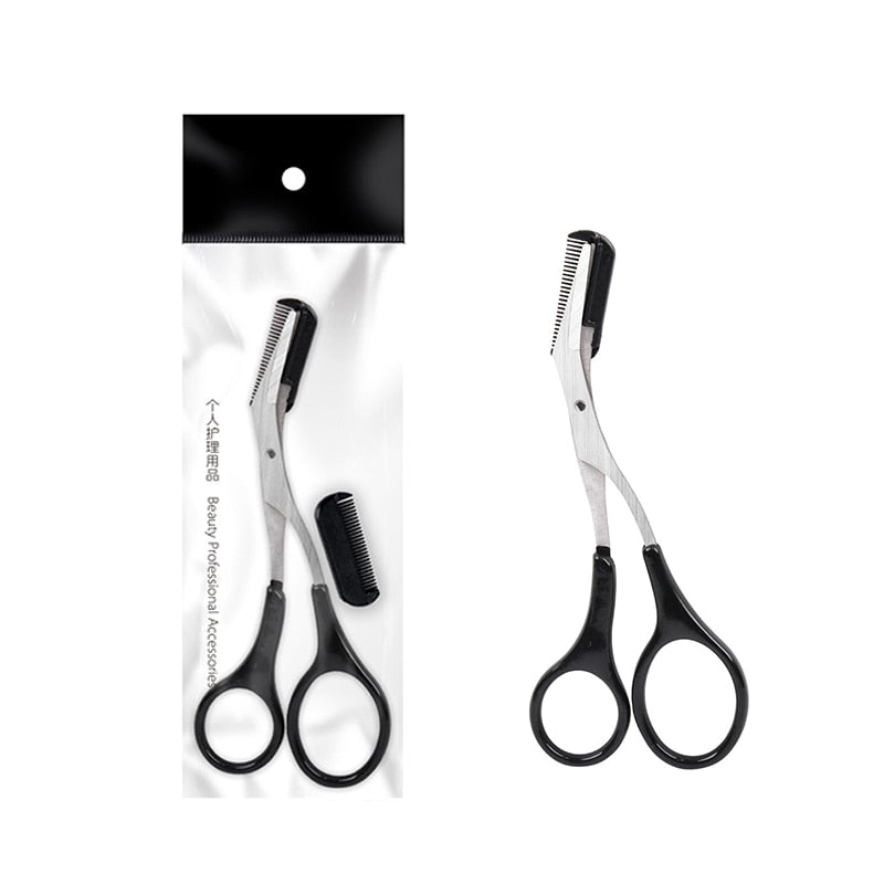 1Pcs Makeup Eyebrow Trimmer Scissors With Comb Hair Removal Shears Comb Grooming Cosmetic Tool Eyelash Combing