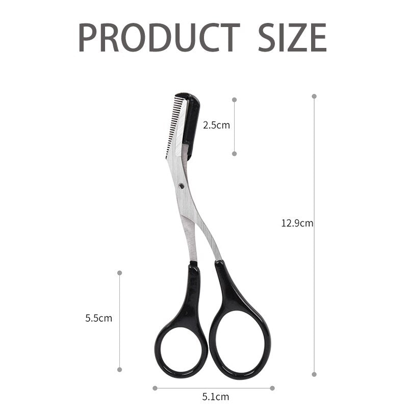 1Pcs Makeup Eyebrow Trimmer Scissors With Comb Hair Removal Shears Comb Grooming Cosmetic Tool Eyelash Combing