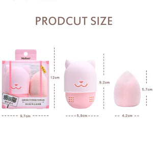 1Set Cat Shape Silicone Makeup Sponge Holder Beauty Makeup Blender Cosmetic Puff Carrying Case Blender Sponge Holder