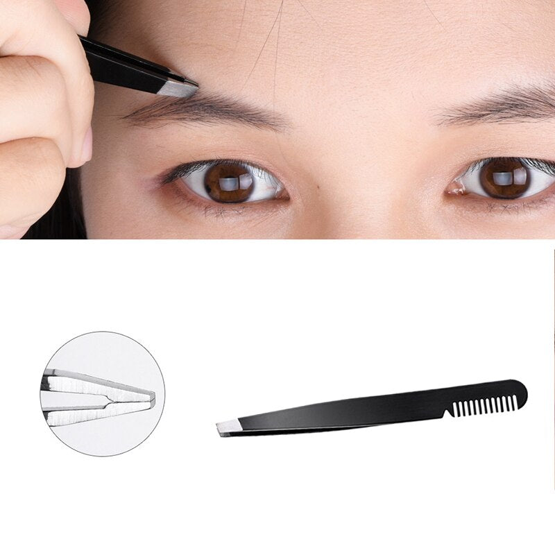 1Set Professional Eyebrow Trimming Tool Set Stainless Steel Eyebrow Tweezer Clipper Scissors Eyelash Brush Cosmetic Makeup Set