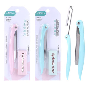 1set Portable Tinkle Eyebrow Trimmer Safe Blade Shaping Knife Eyebrow Blades Hair Remover Set Eye Brow Shaver Razor Epilator