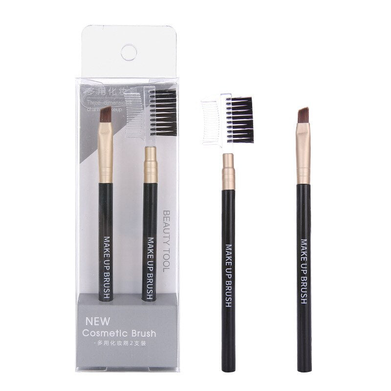 2Pcs/Set Portable Bevel Eyebrow Brush Eyebrow Powder Makeup Brush Cosmetic Beauty Designer Makeup Tools Set Accessories