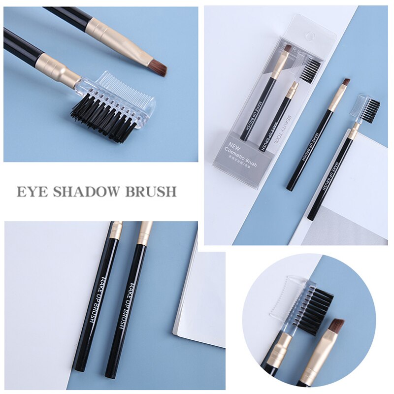 2Pcs/Set Portable Bevel Eyebrow Brush Eyebrow Powder Makeup Brush Cosmetic Beauty Designer Makeup Tools Set Accessories