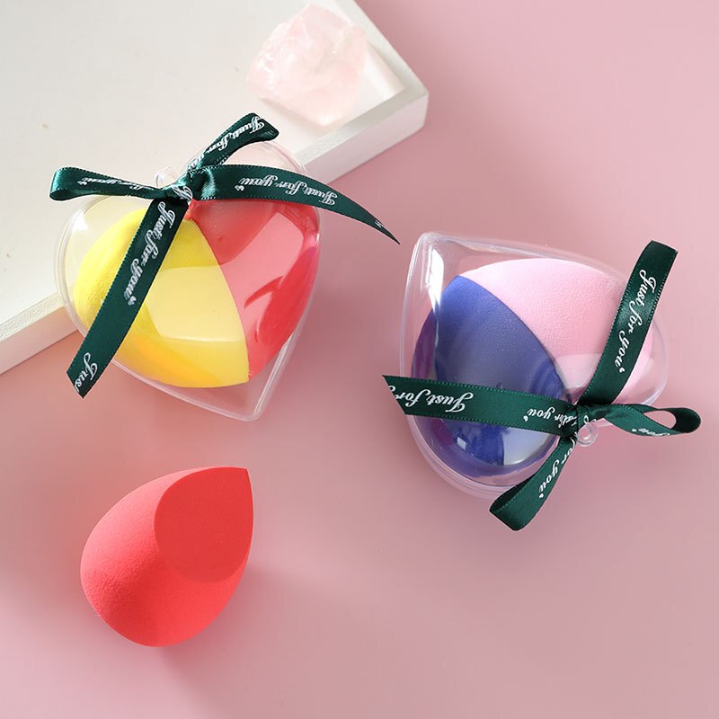 2pcs/set Makeup Sponge Heart-Shape Box Non-Latex Material Cosmetic Puff Powder Foundation Use Beauty Make Up Tools