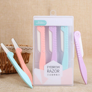 3 Pcs Eyebrow Trimmer Hair Remover Facial Razor Blades Shaver Sharp Portable Set Makeup Tool Kit