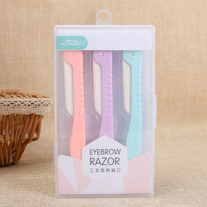 3 Pcs Eyebrow Trimmer Hair Remover Facial Razor Blades Shaver Sharp Portable Set Makeup Tool Kit