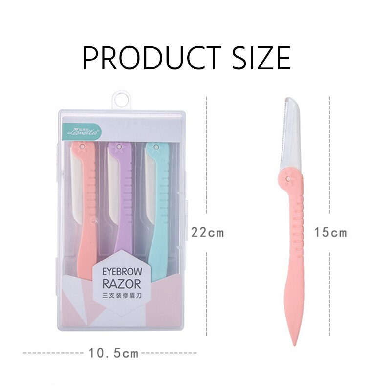 3 Pcs Eyebrow Trimmer Hair Remover Facial Razor Blades Shaver Sharp Portable Set Makeup Tool Kit