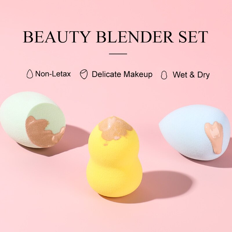 3Pcs/Set Beauty Make Up Sponge Face Foundation Powder Cream Blending Sponges Puff Soft Cosmetic Tools Make Up Accessories