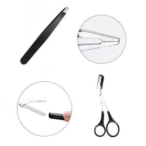 3Pcs/Set Professional Eyebrow Trimming Tool Set Stainless Steel Eyebrow Tweezer Scissors Cosmetic Makeup Set