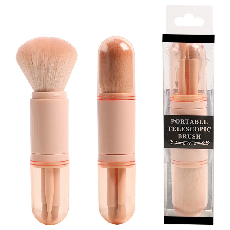 4in1 Portable Telescopic Makeup Brushes Loose Powder Eye Shadow Brush Foundation Cosmetic Beauty Makeup Tools Accessories