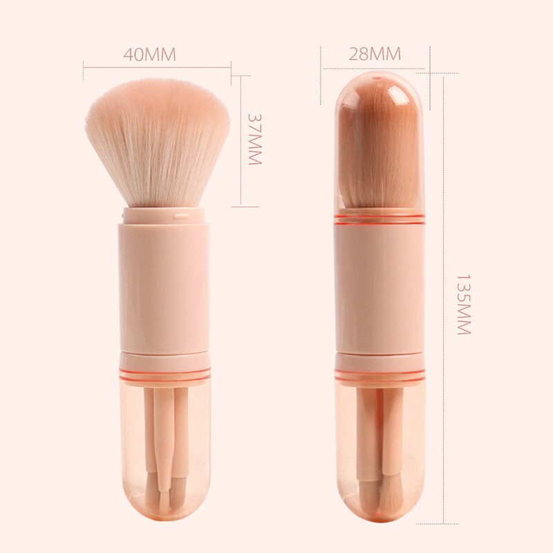 4in1 Portable Telescopic Makeup Brushes Loose Powder Eye Shadow Brush Foundation Cosmetic Beauty Makeup Tools Accessories