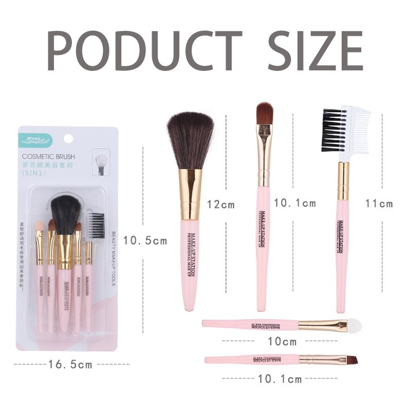 5Pcs/Set Beauty Makeup Brushes Set Nylon Blush Eyebrow Eyelash Eye Shadow Brush Foundation Cosmetic Makeup Tools Set Accessories