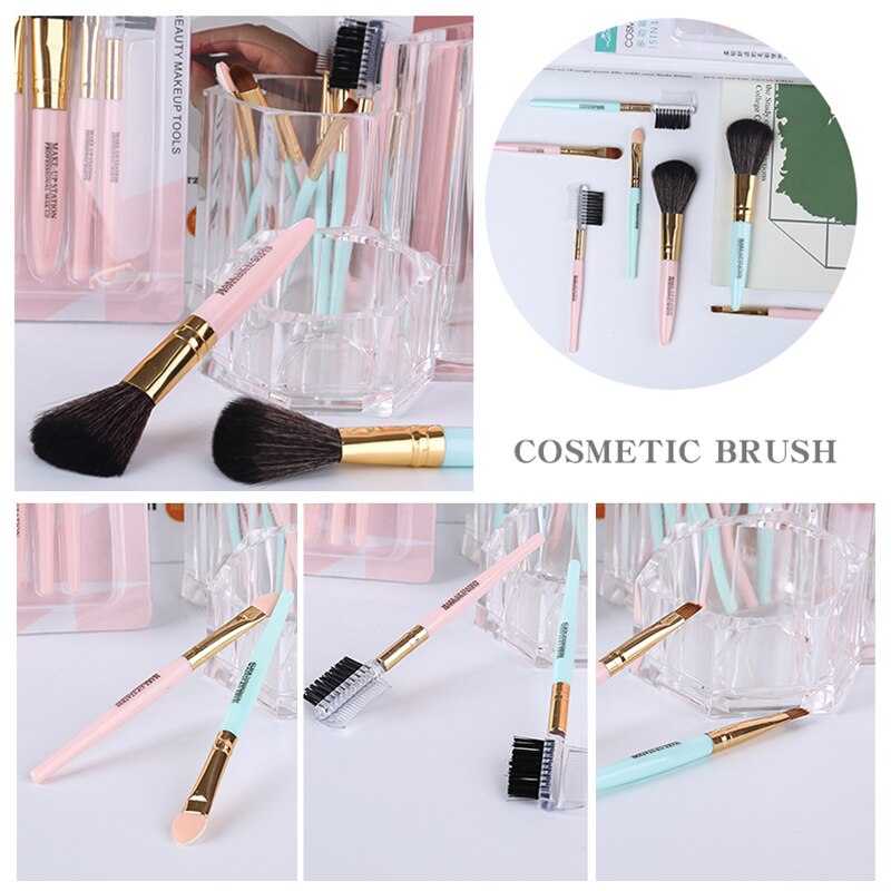 5Pcs/Set Beauty Makeup Brushes Set Nylon Blush Eyebrow Eyelash Eye Shadow Brush Foundation Cosmetic Makeup Tools Set Accessories