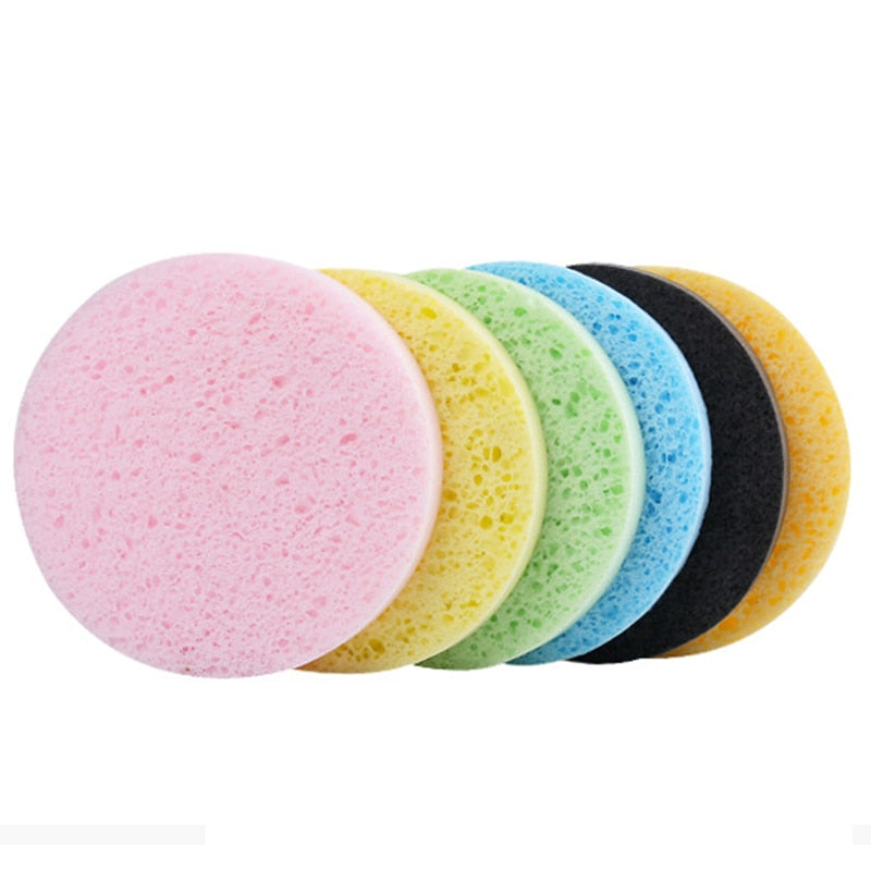 Face Round Makeup Remover Tools Natural Wood Pulp Sponge Cellulose Compress Cosmetic Puff Facial Washing Sponge